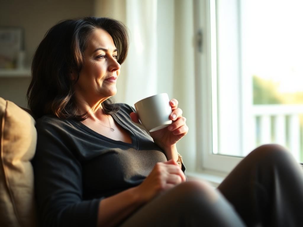 Woman feeling balanced and confident in daily life